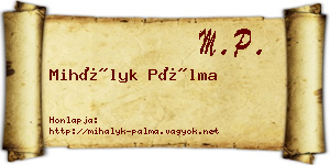 Mihályk Pálma névjegykártya